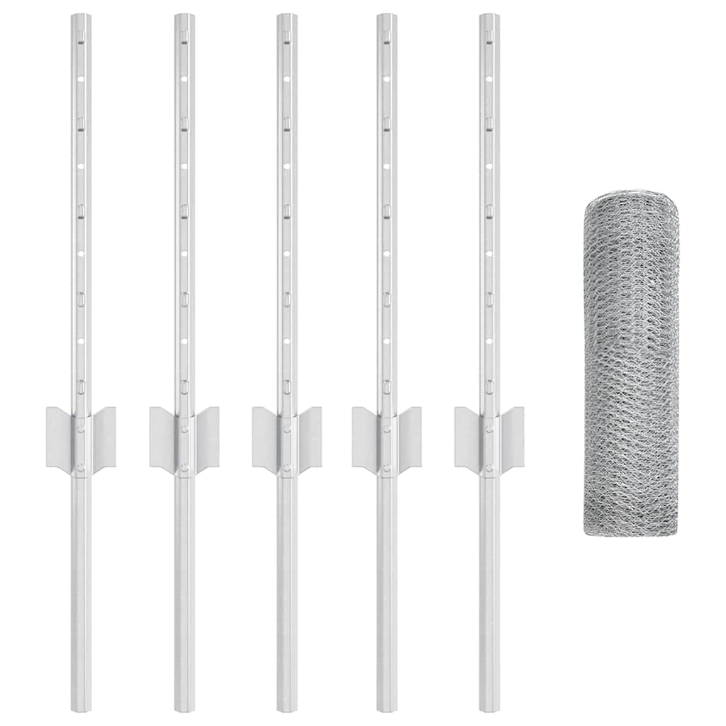 Zaun mit Pfosten Silber 0,4 x 10 m Stahl