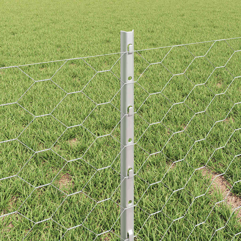 Zaun mit Pfosten Silber 0,4 x 10 m Stahl