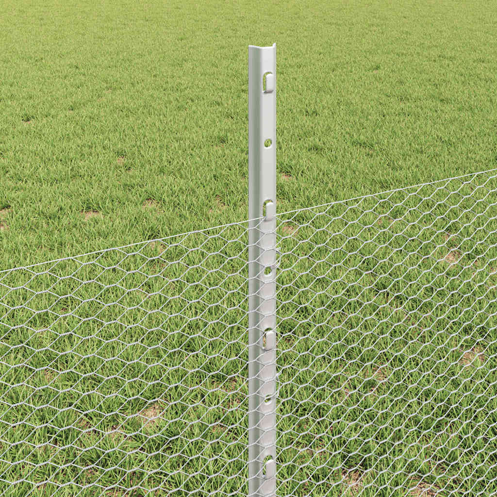 Zaun mit Pfosten Silber 0,5 x 10 m Stahl