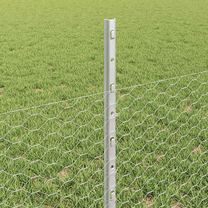 Zaun mit Pfosten Silber 0,5 x 10 m Stahl