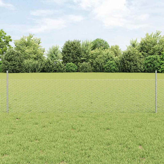 Zaun mit Pfosten Silber 0,5 x 10 m Stahl