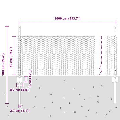 Zaun mit Pfosten Silber 0,5 x 10 m Stahl