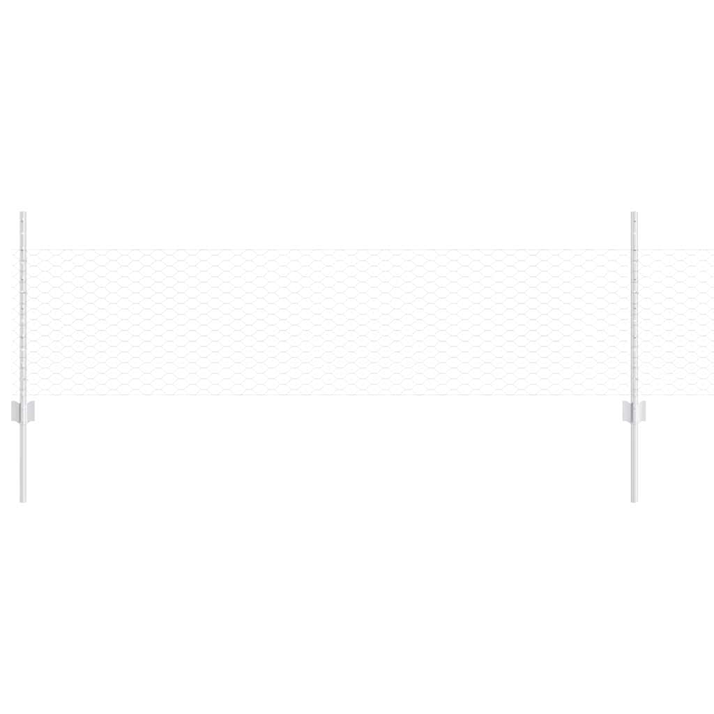 Zaun mit Pfosten Silber 0,5 x 10 m Stahl