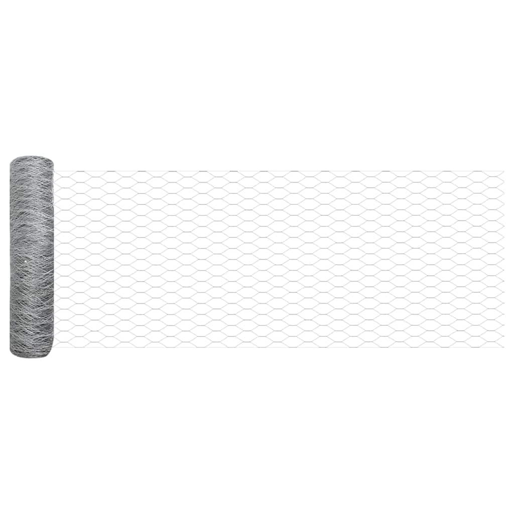 Zaun mit Pfosten Silber 0,5 x 10 m Stahl