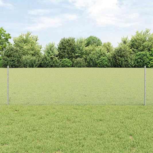 Zaun mit Pfosten Silber 0,6 x 10 m Stahl