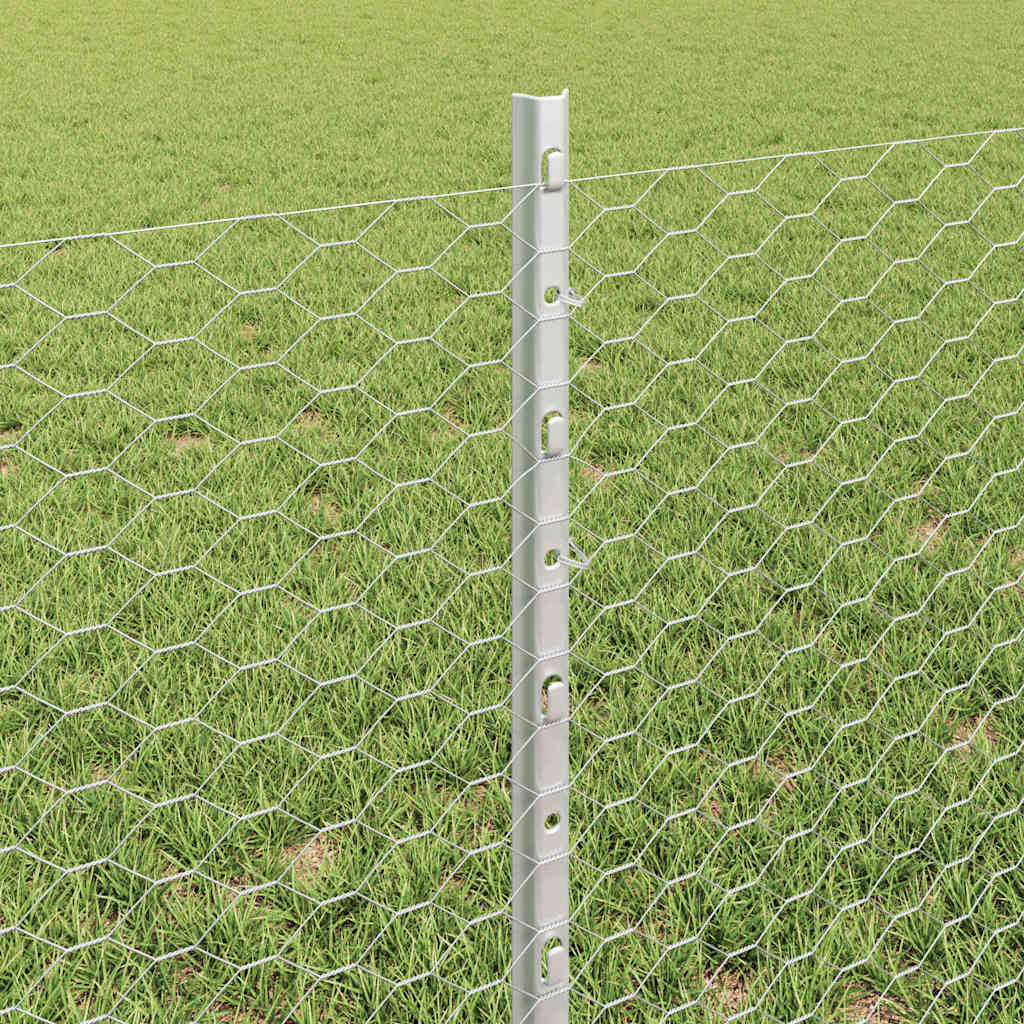 Zaun mit Pfosten Silber 0,6 x 10 m Stahl