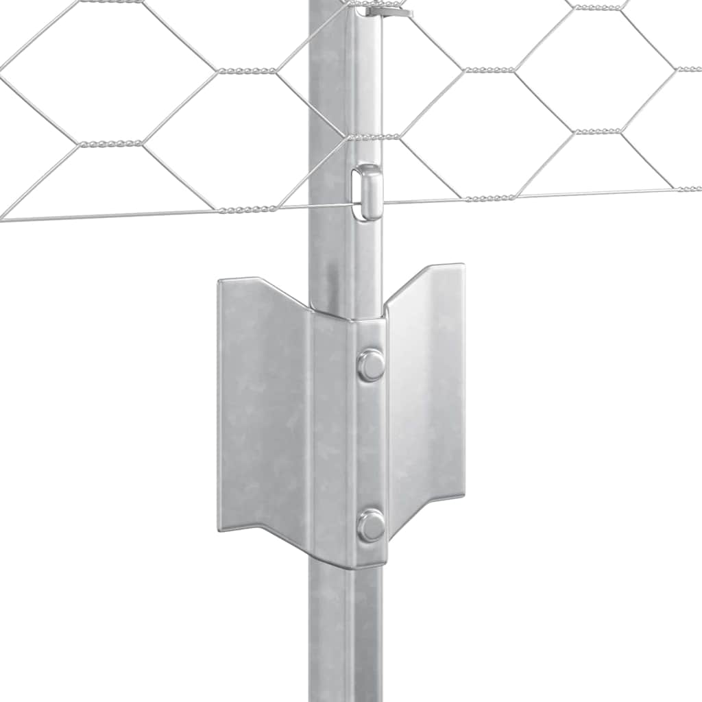 Zaun mit Pfosten Silber 0,6 x 10 m Stahl