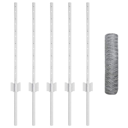 Zaun mit Pfosten Silber 0,6 x 10 m Stahl