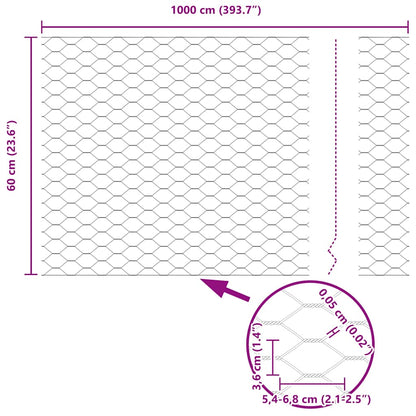 Zaun mit Pfosten Silber 0,6 x 10 m Stahl