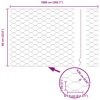 Zaun mit Pfosten Silber 0,6 x 10 m Stahl