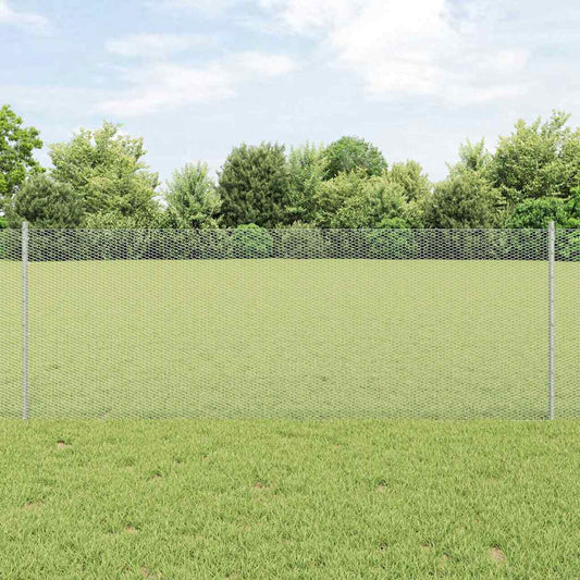 Zaun mit Pfosten Silber 0.8 x 10 m Stahl