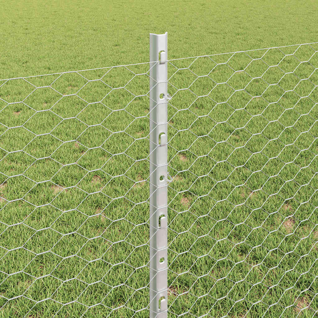 Zaun mit Pfosten Silber 0,8 x 10 m Stahl