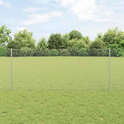 Zaun mit Pfosten Silber 1 x 10 m Stahl