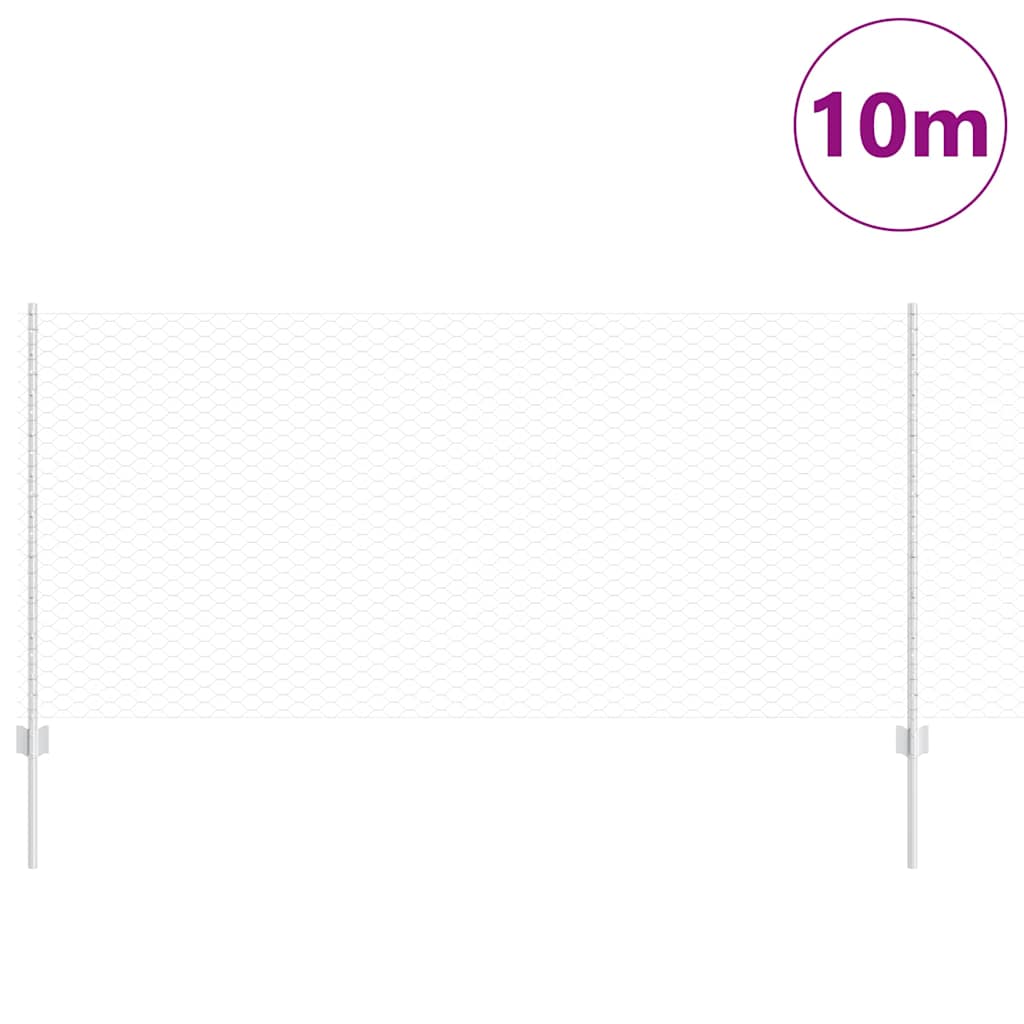 Zaun mit Pfosten Silber 1 x 10 m Stahl