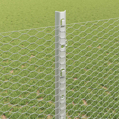 Zaun mit Pfosten Silber 1,2 x 10 m Stahl
