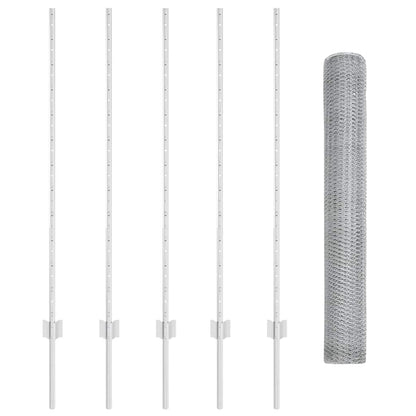 Zaun mit Pfosten Silber 1.2 x 10 m Stahl
