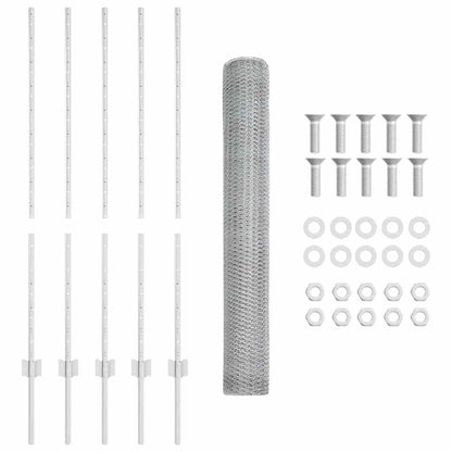 Zaun mit Pfosten Silber 1.2 x 10 m Stahl