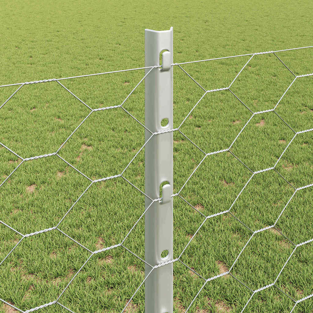 Zaun mit Pfosten Silber 1,2 x 10 m Stahl