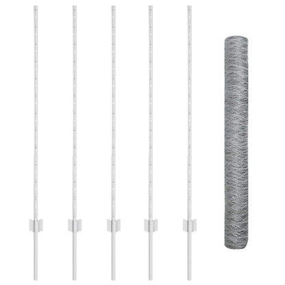 Zaun mit Pfosten Silber 1.2 x 10 m Stahl