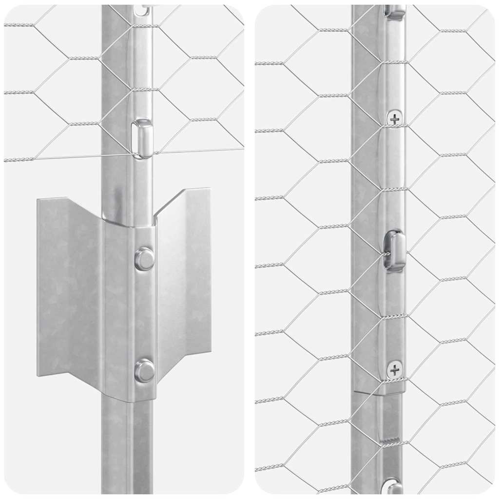 Zaun mit Pfosten Silber 1.4 x 10 m Stahl