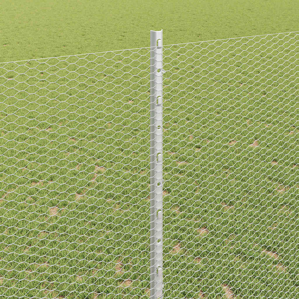Zaun mit Pfosten Silber 1,4 x 10 m Stahl