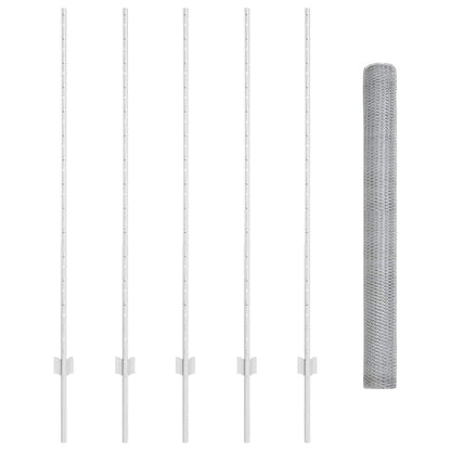 Zaun mit Pfosten Silber 1.4 x 10 m Stahl