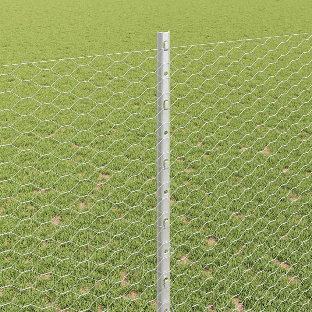 Zaun mit Pfosten Silber 1,4 x 10 m Stahl