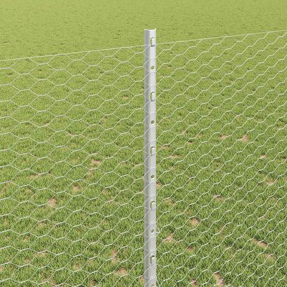Zaun mit Pfosten Silber 1,4 x 10 m Stahl