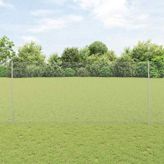 Zaun mit Pfosten Silber 1.4 x 10 m Stahl
