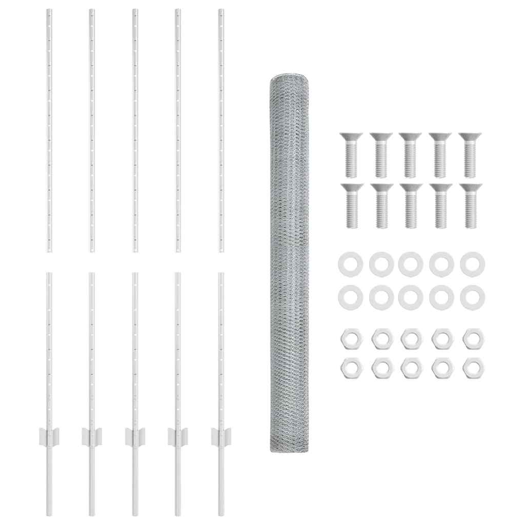 Zaun mit Pfosten Silber 1,4 x 10 m Stahl