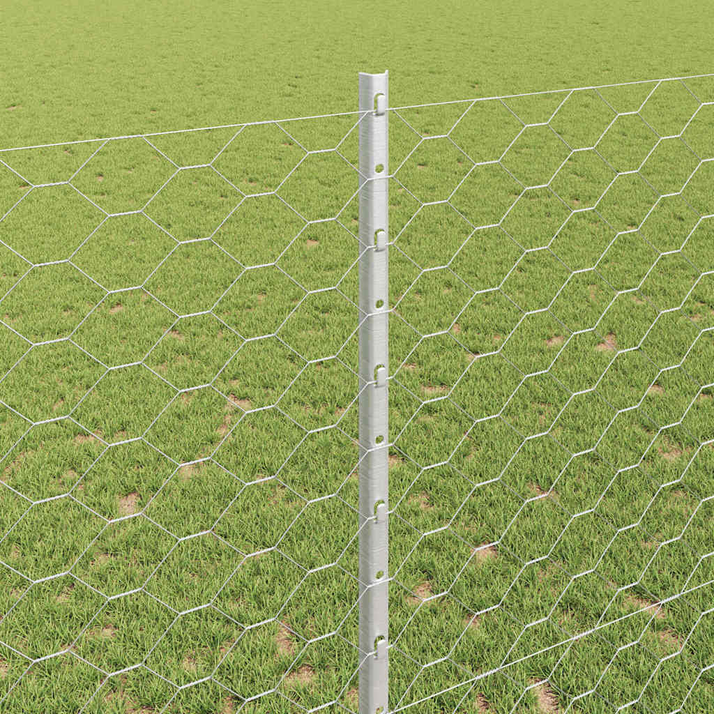 Zaun mit Pfosten Silber 1,4 x 10 m Stahl