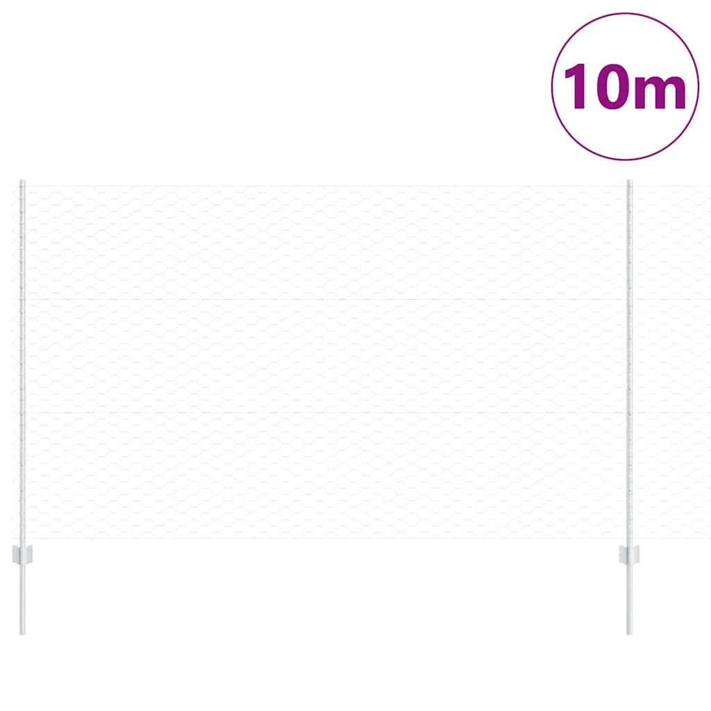Zaun mit Pfosten Silber 1.4 x 10 m Stahl