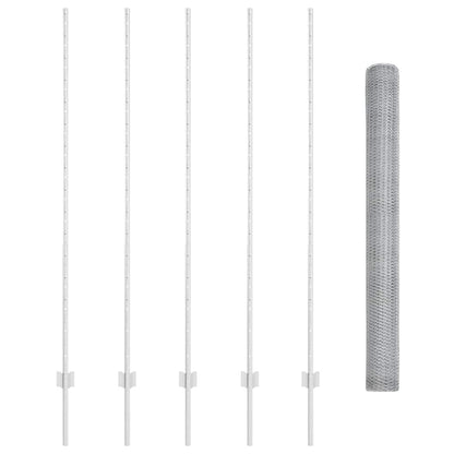 Zaun mit Pfosten Silber 1.5 x 10 m Stahl