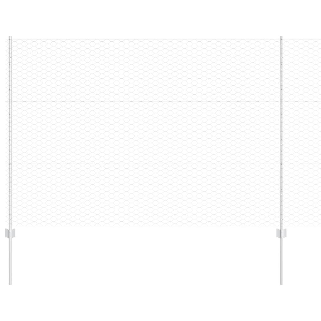 Zaun mit Pfosten Silber 1.5 x 10 m Stahl