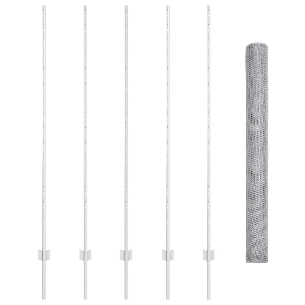 Zaun mit Pfosten Silber 1.6 x 10 m Stahl