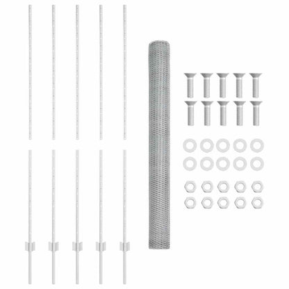 Zaun mit Pfosten Silber 1,6 x 10 m Stahl