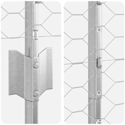 Zaun mit Pfosten Silber 1.6 x 10 m Stahl