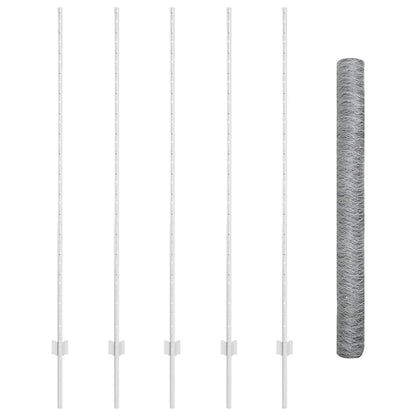 Zaun mit Pfosten Silber 1.6 x 10 m Stahl
