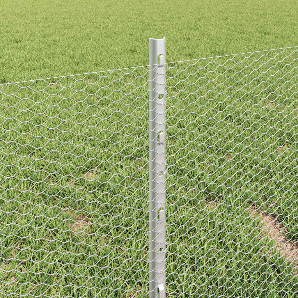 Zaun mit Pfosten Silber 0,4 x 25 m Stahl