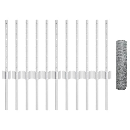 Zaun mit Pfosten Silber 0,4 x 25 m Stahl