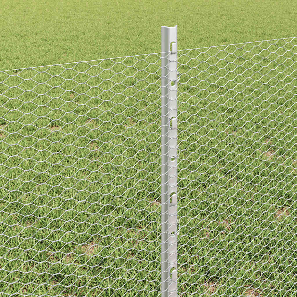 Zaun mit Pfosten Silber 0,6 x 25 m Stahl