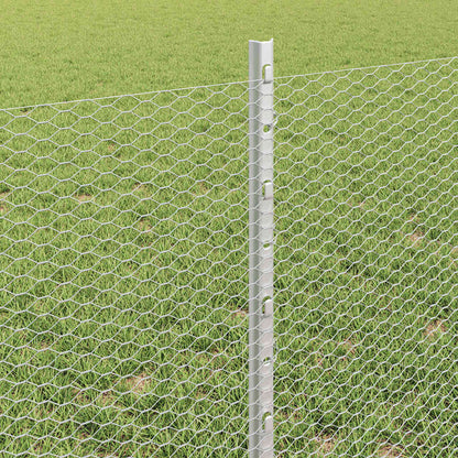 Zaun mit Pfosten Silber 0,6 x 25 m Stahl