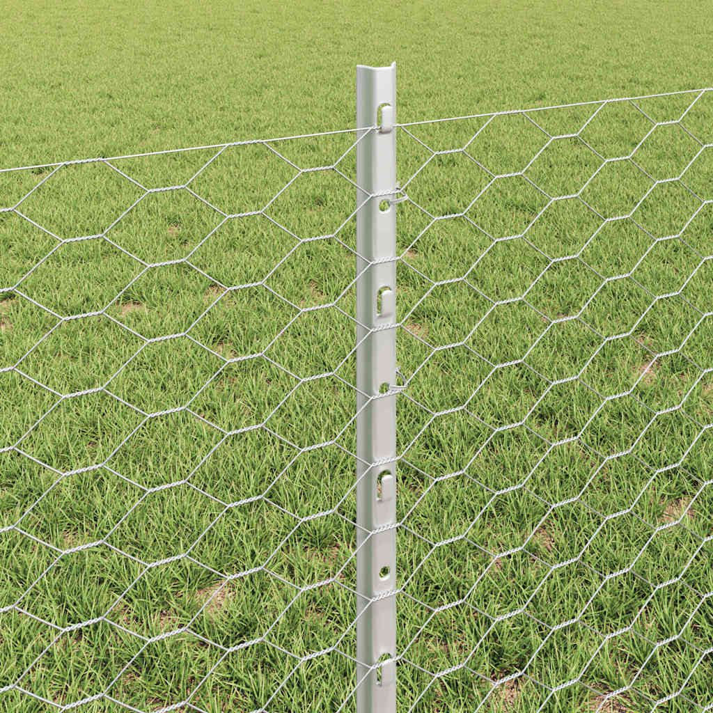 Zaun mit Pfosten Silber 0,6 x 25 m Stahl
