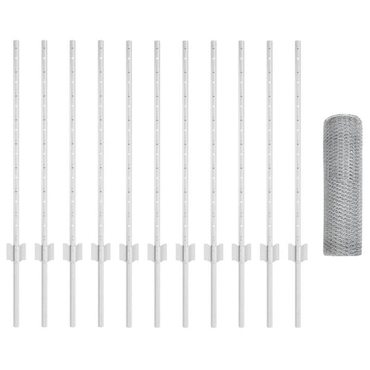 Zaun mit Pfosten Silber 0.8 x 25 m Stahl