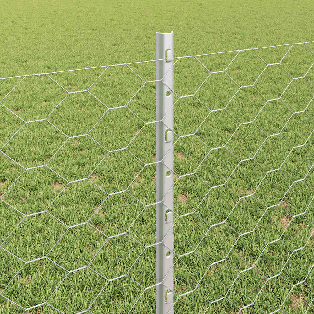 Zaun mit Pfosten Silber 0,8 x 25 m Stahl