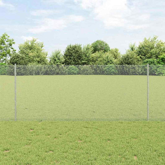 Zaun mit Pfosten Silber 1 x 25 m Stahl