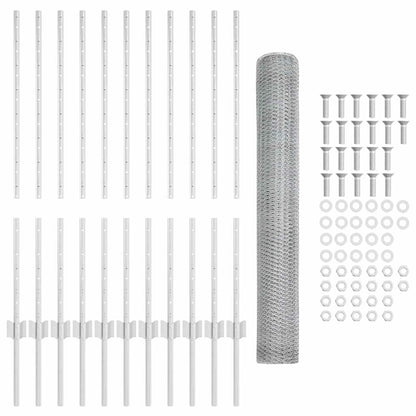 Zaun mit Pfosten Silber 1 x 25 m Stahl