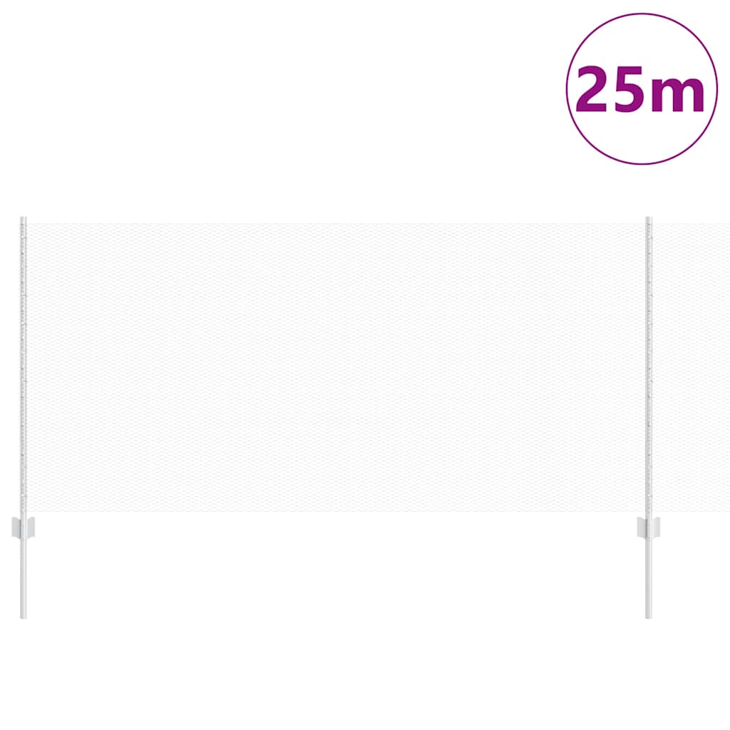 Zaun mit Pfosten Silber 1 x 25 m Stahl