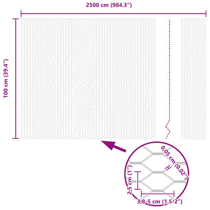 Zaun und Pfosten Silber 1 x 25 m Stahl