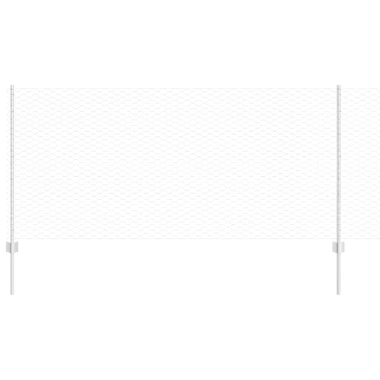 Zaun mit Pfosten Silber 1 x 25 m Stahl